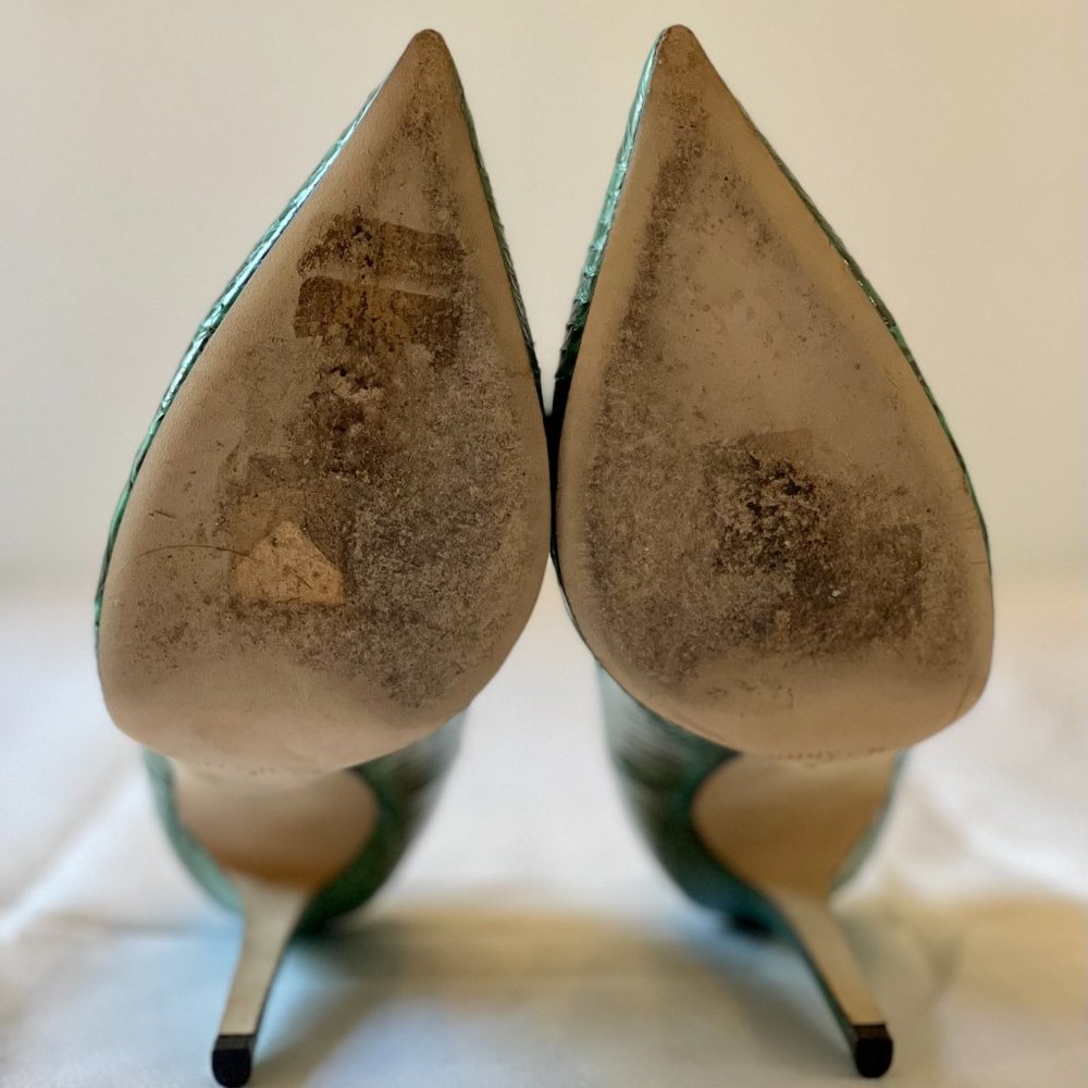 Jimmy Choo Green Python Embossed Leather Stiletto… - image 6